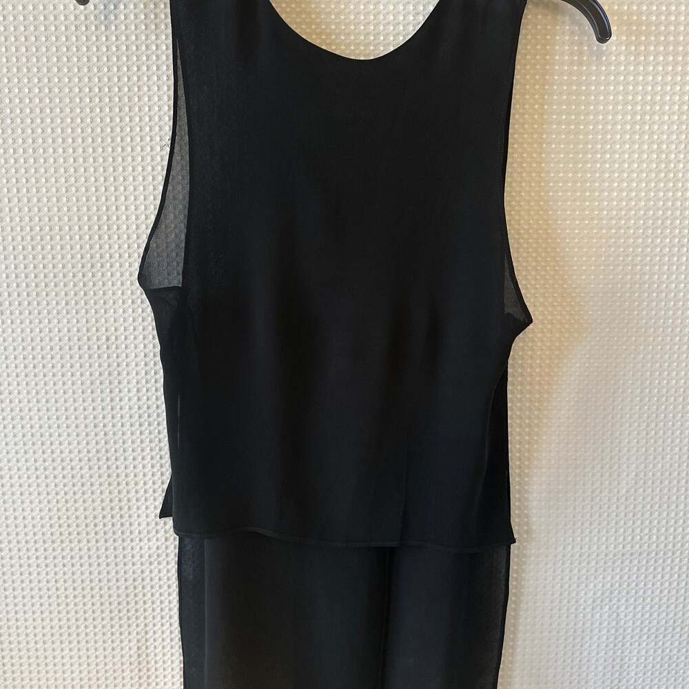 Reformation Layered Chiffon Hem Sleeveless Tank Top Black